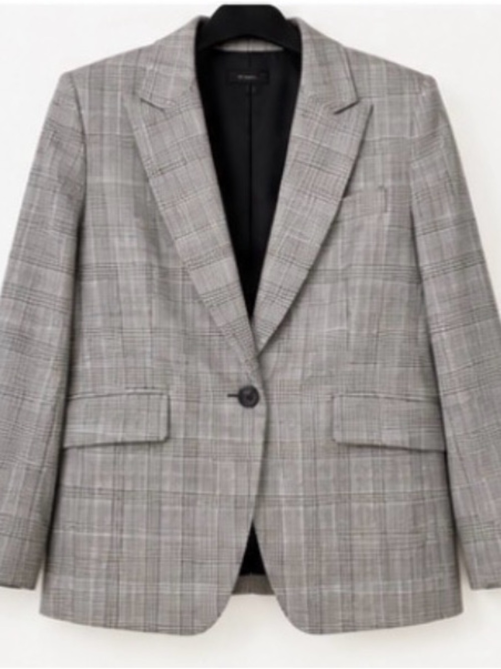 Express Grey Plaid Single-Button Blazer